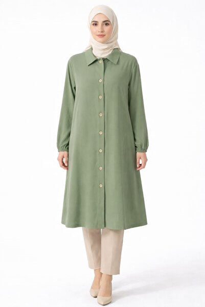 TELVİN PAMUKLU GUZEL KAP ÖNÜ DÜĞMELİ KOLLARI LASTİKLİ