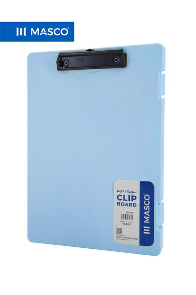 MASCO لوحة كتابة بلاستيكية A4 مع حافظة تخزين ومشبك قوي - أزرق