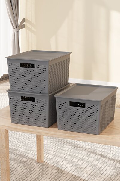 Mutfak Köşesi Seul XL 20 Lt 3-Piece Storage Box with Lid - Modern Closet Orga...