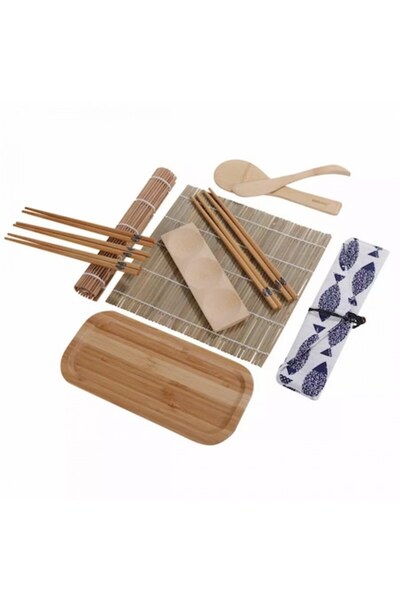 Kinghoff Set Sushi, 7 Piese, Bambus, Potrivit pentru Sushi, 24 x 24 cm