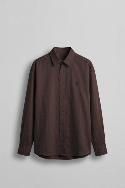 ablukaonline Men's Relaxed Fit Long Sleeve Textured Shirt Brown