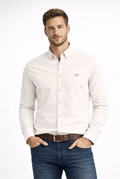 Bad Bear Badbear Men's Cotton White Shirt Victor Basic Off-White