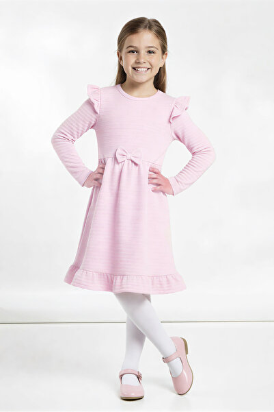 MODANINO Girl's Dress - Ruffled Shoulders - Bow Detail - Ages 2-10 12531