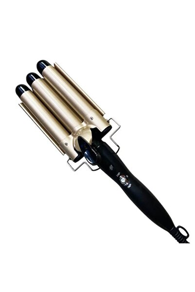 OEM Ondulator de păr cu 3 elemente, înveliș ceramic, 210 grade, auriu/negru