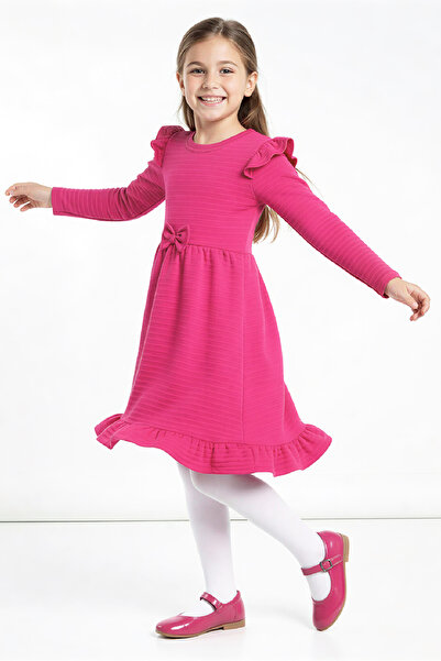 MODANINO Girl's Dress - Ruffled Shoulders - Bow Detail - Ages 2-10 12531