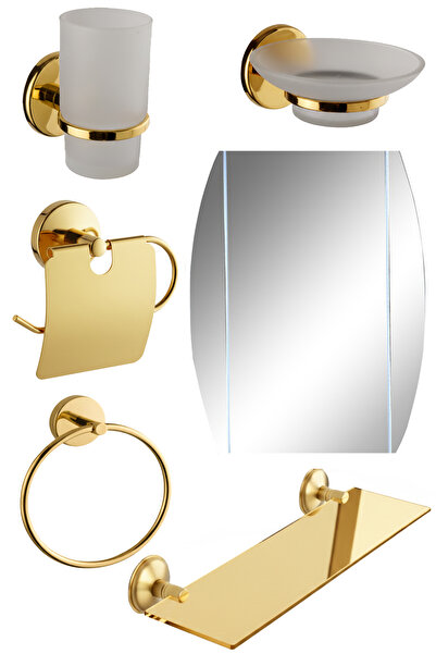 tesitay Gonca 5 Li Ayna Seti Gold Renk