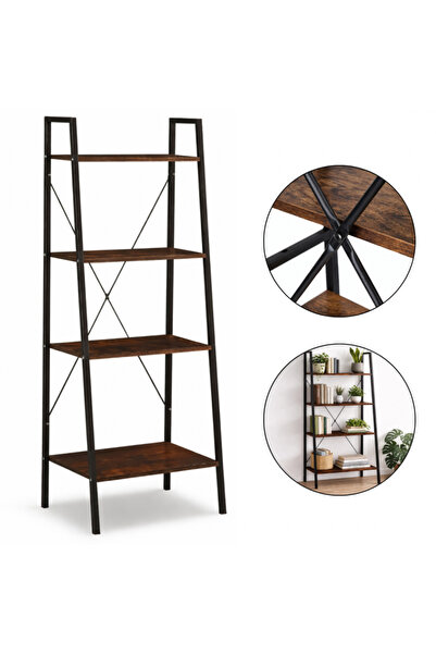 JollyMag Modern multifunctional shelf dark brown, 4-tier support, pots and bo...