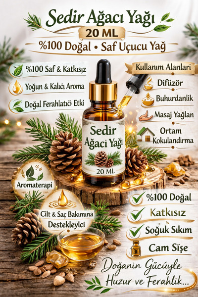 BİORGANİX Sedir Ağacı Yağı – (Kafur Ağacı) 20 ML – Uçucu Yağ – %100 Doğal – S...