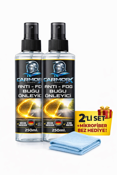 CARMORX 2’li Anti Fog Buğu Önleyici Set + Mikrofiber Bez Hediye | Cam Buğu Ön...