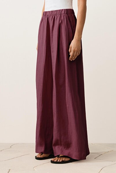 Oysho %100 keten wide leg pantolon