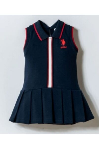 DIDuStore Baby Girl Sleeveless Polo Collar Pique 100% Cotton Dress
