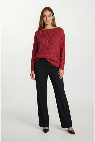 Spazio Fishburn Kayık Yaka Triko BORDO