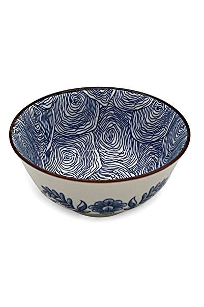 AKDC Ceramic Deep Soup Bowl 16×7.5 cm – White with Elegant Blue Floral Design