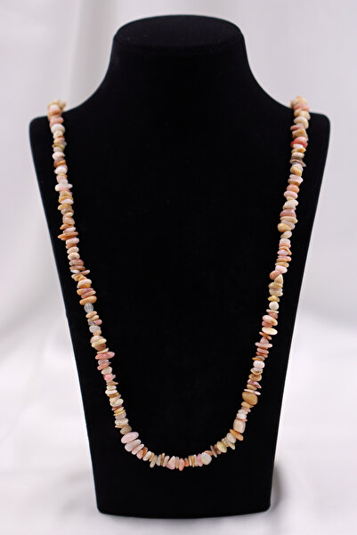 SAURACHI Pink Opal Stone Pendant Unshaped Natural Stone Cracked Stone String