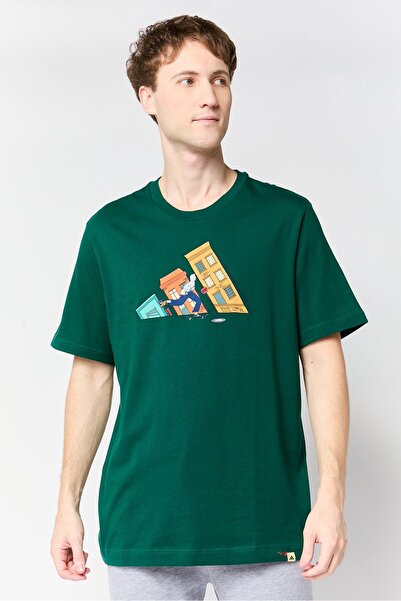 adidas Men Regular Fit Graphic Print Short Sleeve T-Shirt, Green