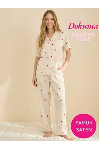 bie's Women's Masculine Front Buttoned Shirt Collar Woven Cotton Satin Chest ...