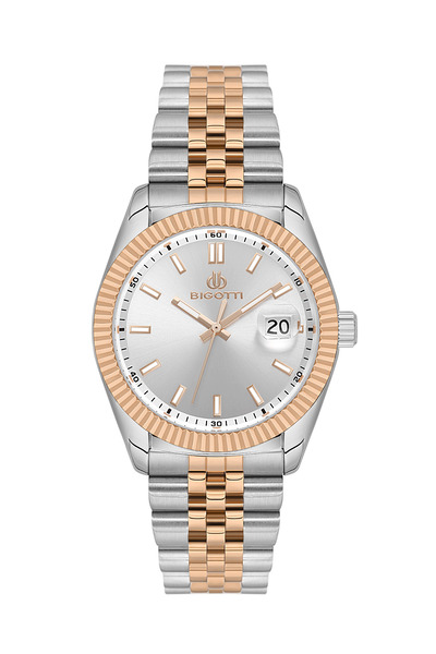 Biggoti Quotidiano Silver and Rose Gold Stainless Steel Watch for Men BG.1.10...