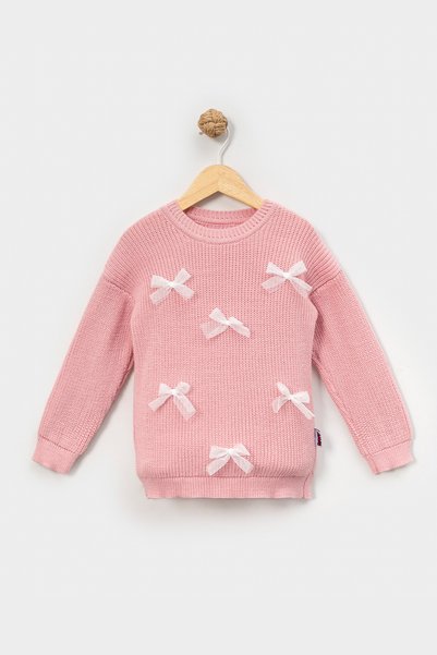 Riffy Baby Bow Detailed Knitwear Sweater and Fluffy Tutu Skirt Set