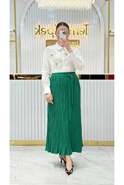 KLAPA Pilise țesut Fusta cu cu buzunare curele