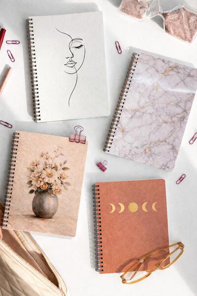 NİORE A5 Spiral Bound Lined Notebook Premium Series 160 Pages Set of 4