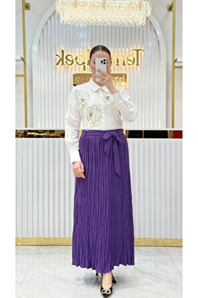 KLAPA Pilise țesut Fusta cu cu buzunare curele