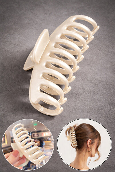 AYMETA İnci Rengi 11 Cm Premium Mandal Toka Büyük Boy Saç Tokası