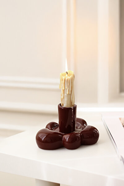 SİNEM YAMAN HOME KIZIL KAHVE PRALİN SERAMIK BİTTER ŞAMDAN / SERAMİK MUMLUK