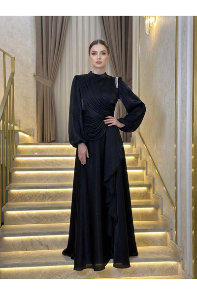 hakimoda فستان سهرة MAYRA Işıltı باللون الأسود