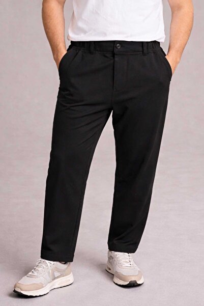 Remsa Mayo Ανδρικό παντελόνι μεγάλου μεγέθους με λεπτομέρεια φερμουάρ 1171 Μαύρο