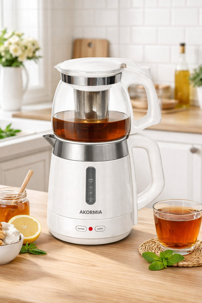 Akormia Paslanmaz Çelik Demlik 900 ml Cam Süzgeçli Çay ve Bitki Çayı Demliği ...