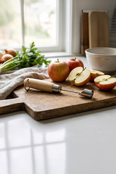 Vadi Wooden Handle Stainless Steel Apple Core Remover Corer Kitchen Tool
