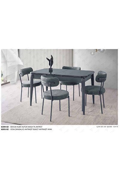 EvcesHome 80x130 Kelebek Kütük Tasarım Highgloss Yemek Masası Takımı - 4 Adet...