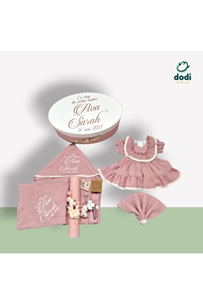 Dodi Personalized Baptism Set with Butterflies - 3D Embroidery and Elegant De...