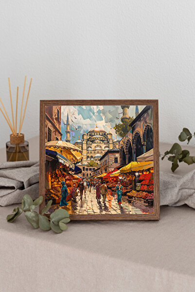 Dekorsiahome Tablou pătrat cu ramă din lemn TK3336