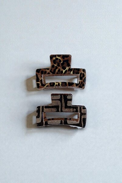 VERA HOUSE حزمة من 2 إبزيم مزلاج صغير الحجم بنقشة الفهد