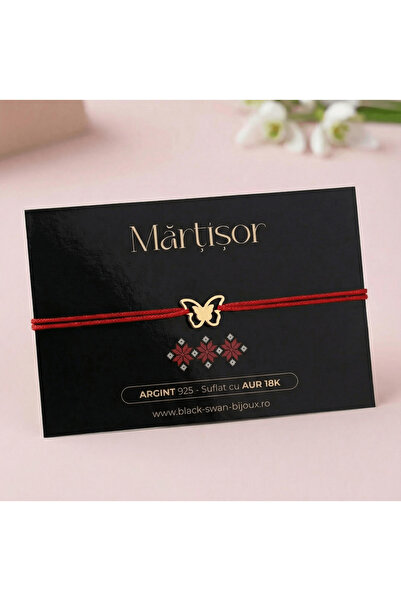 BLACK SWAN Bijoux Martisor Butterfly cord bracelet made of 925 Silver blown w...