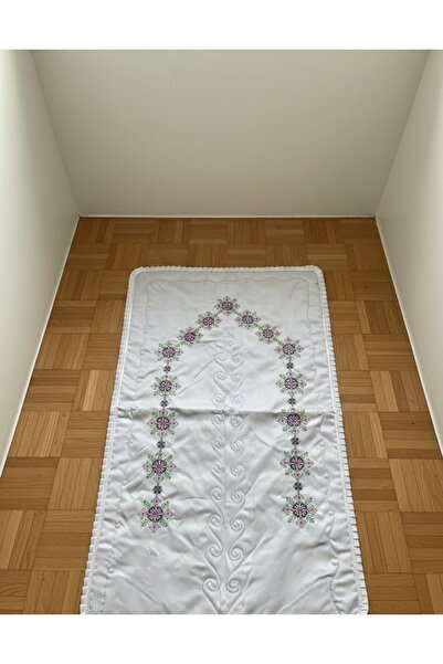 BEHREM ENES Etamin Polyester Prayer Rug (Gray)