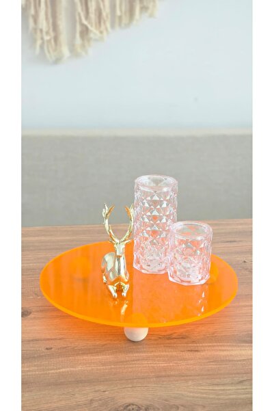 MUJA DEC 25 cm Orange Acrylic Decorative Presentation Tray – Object Presentat...