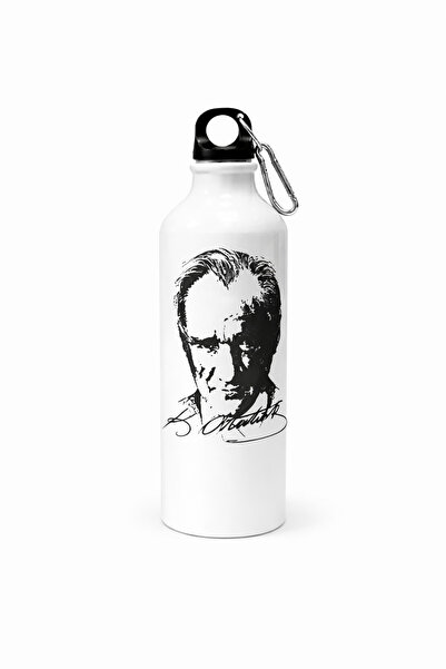 Nobbystar Atatürk Baskılı Alüminyum Matara 600 ml Su Matarası Mustafa Kemal A...