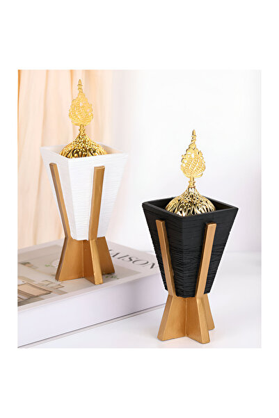 Bakhoor BoSidin Elegant Resin Incense Holder Arabic Design Oud Burner with Go...
