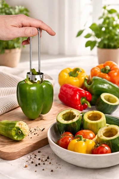 Kitchen Beauty Dolmalık Biber, Kabak ve Patlıcan Oyacağı – Paslanmaz Çelik Pr...