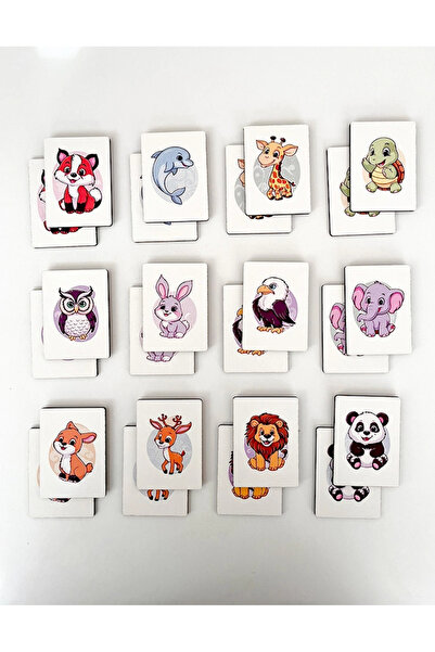 heptex Wooden Cute Animals Matching Cards – Educational and Fun Learning Set