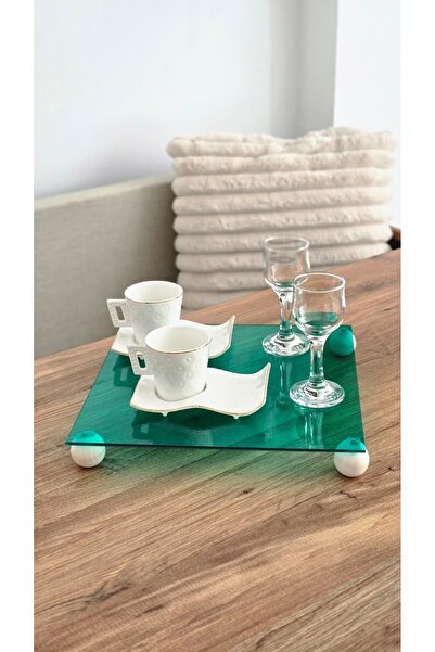 MUJA DEC 25 cm Green Acrylic Decorative Presentation Tray – Object Presentati...