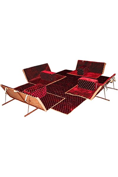 Biki 9-piece camping floor mattress set with 4 cushions and 4 fabric floor ch...