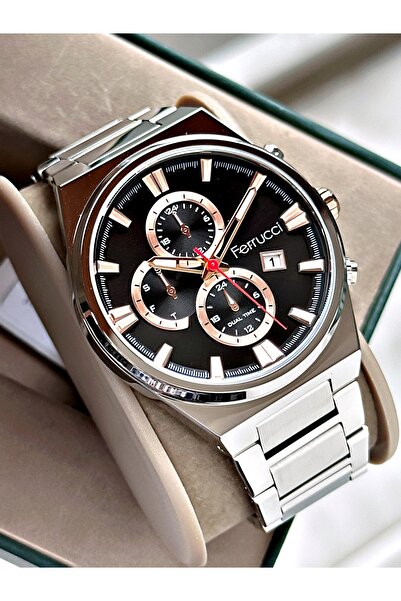 Ferrucci Men's Wristwatch with Calendar Steel Band 3 Atm Water Resistance