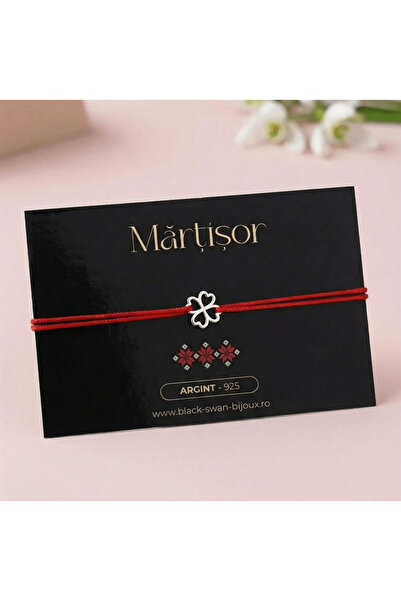 BLACK SWAN Bijoux Martisor bracelet with string Good Luck - Four-Hearted Clov...