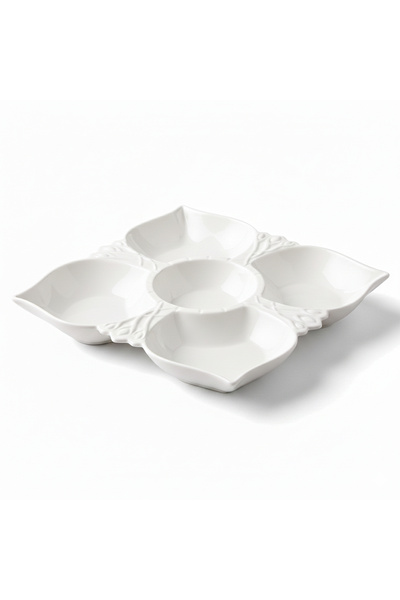 SHALLOW 5 Compartment Porcelain Serving Platter – 31cm White New Bone China S...