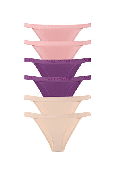 VELMORE Women's 6-Piece Cotton Regular Waist Slip Panties