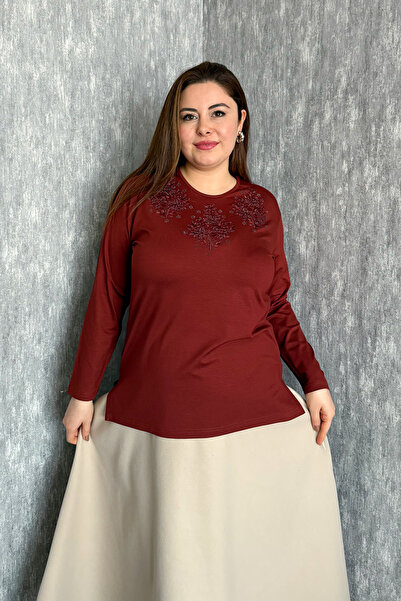 ModaPlaza Women's Stone Embroidered Blouse 003