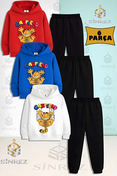 SİNREZ Set de trening cu glugă din 3 piese pentru copii, unisex, GARFYLD, cu ...